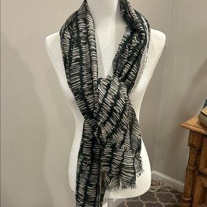 W by Worth Green & Cream Textured Stripe Scarf - Women's Wrap